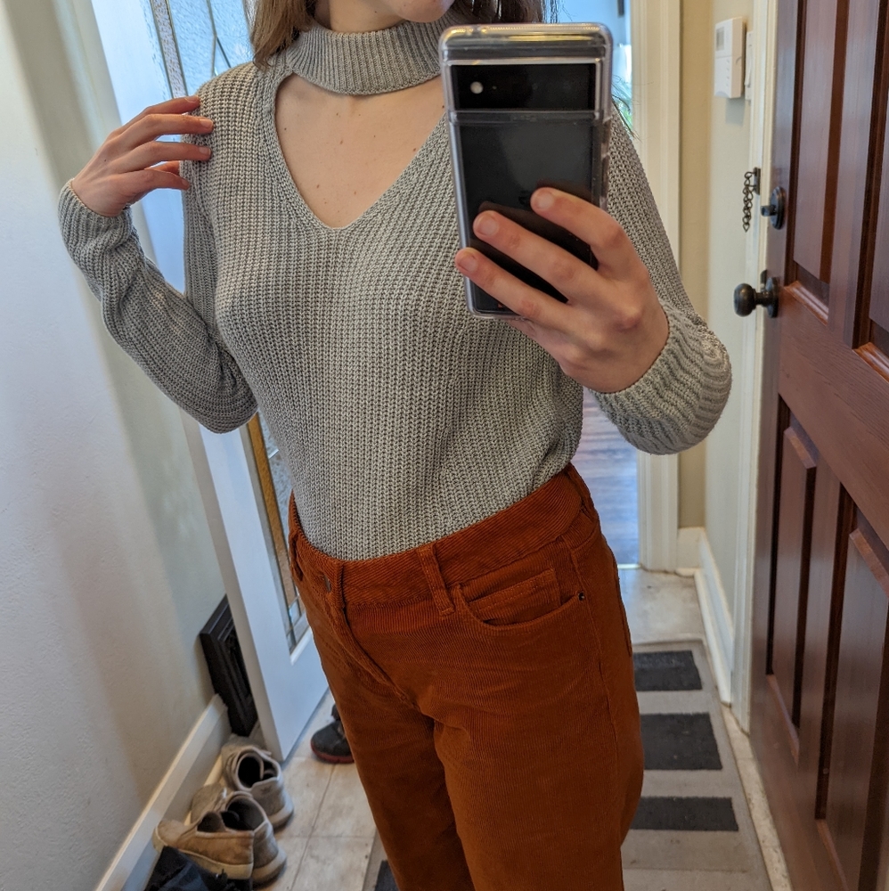 Gray Choker Sweater